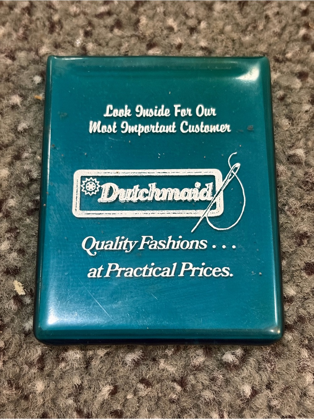 Vintage Dutchmaid Advertising Teal Compact Mirror - Teal